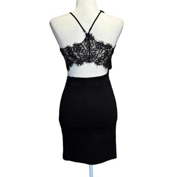 AllSaints Little Black Dress Lace-Back Halter, Size S Party Evening - Picture 2 of 5